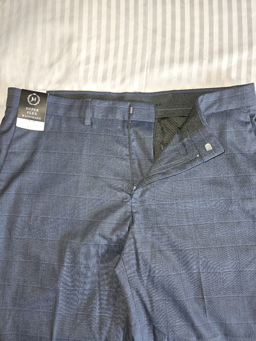 Men's Windowpane Blue Dress Pants